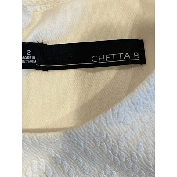 Chetta B Womens Abstract Print Sheath Dress Sleeveless Back Zip White Navy Sz 2 - Picture 6 of 8